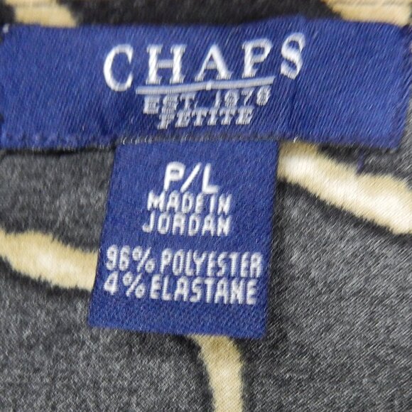 Chaps Black & Tan Tribal Print Draped Cowl Neck Sleeveless Stretch Career Top PL - Picture 7 of 8